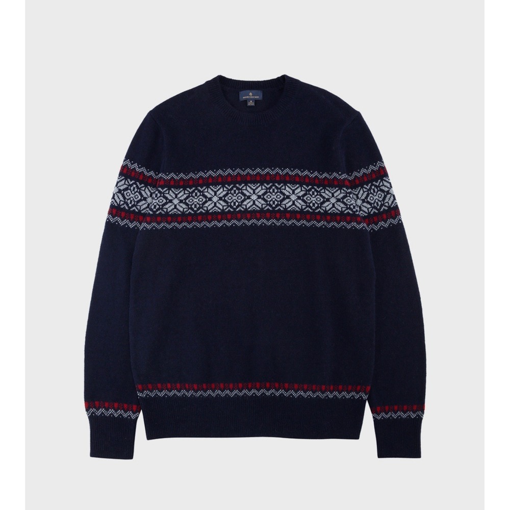Brooks Brothers Men's Navy Fair Isle Pattern‎ Crew Neck Sweater Size L